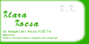 klara kocsa business card